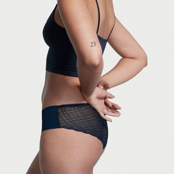 Victoria's Secret Sexy Illusions No Show Hiphugger Panty Noir Navy Small NEW - Picture 3 of 6